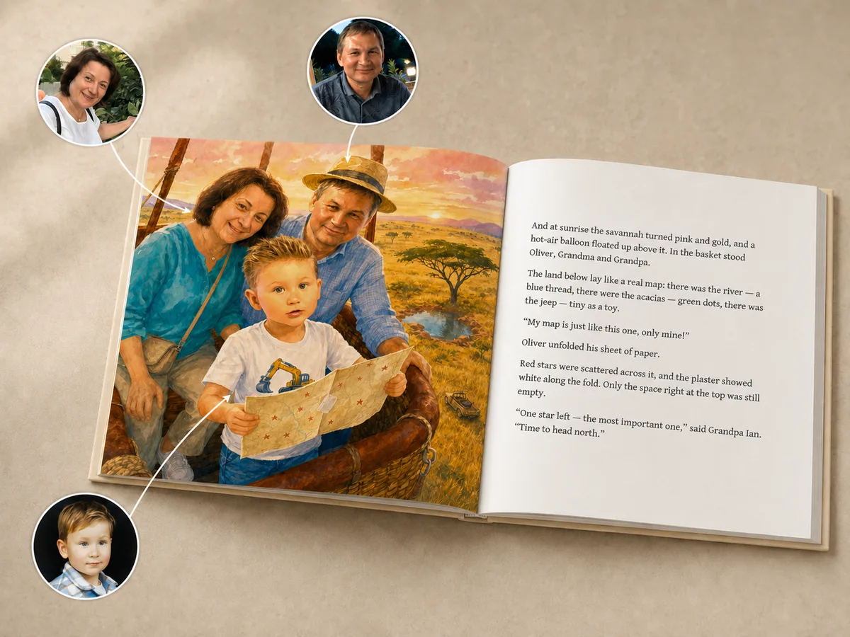 A safari book with grandma and grandpa