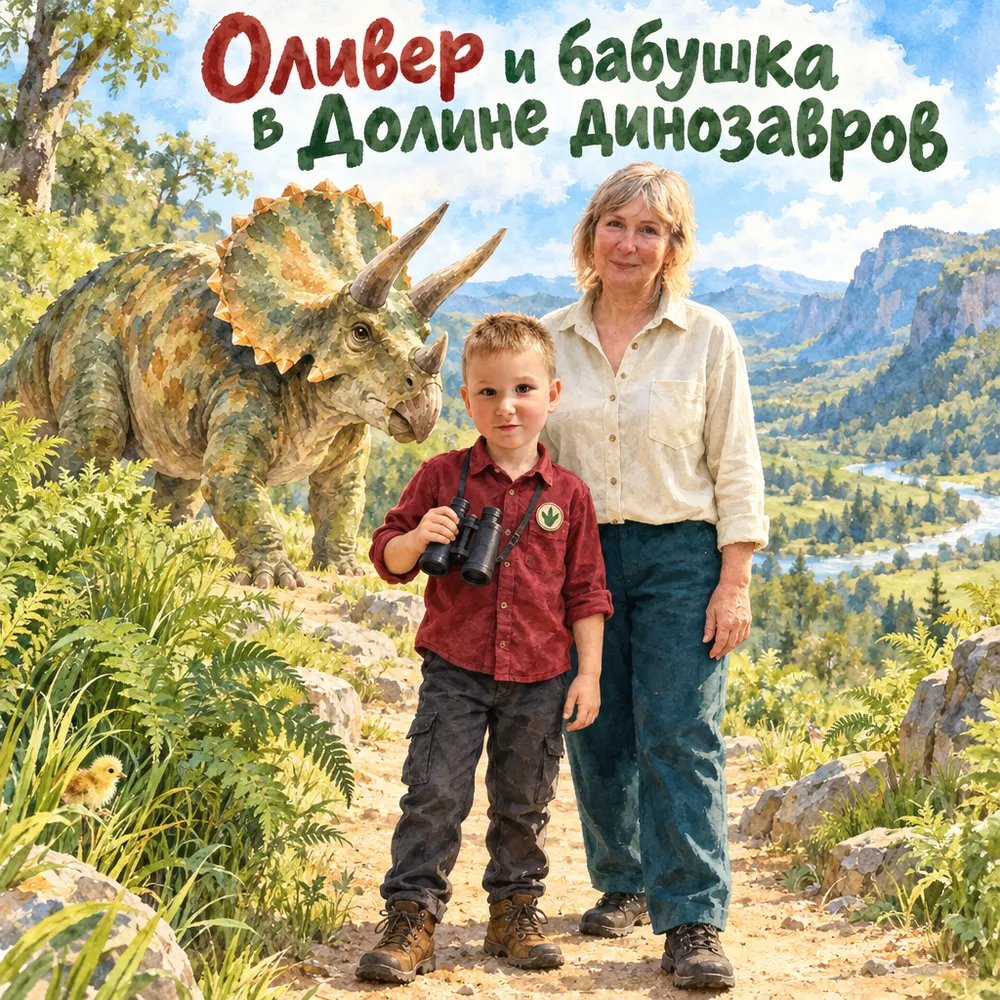 Обложка «Оливер и бабушка в Долине динозавров»