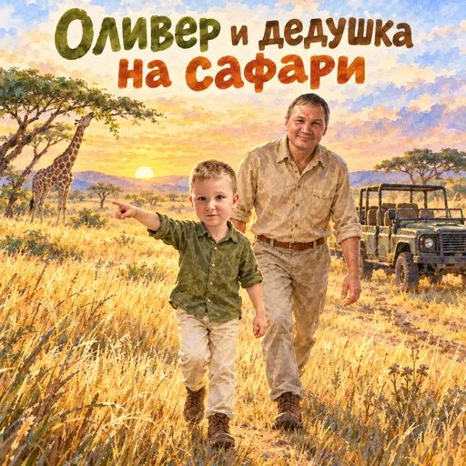 Именная книга про сафари с бабушкой и дедушкой